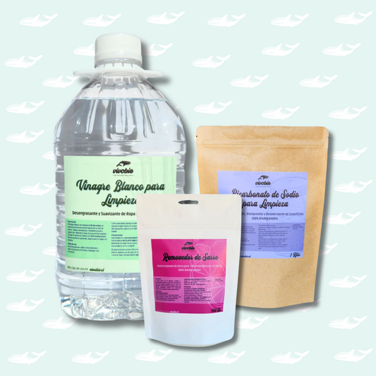 Bicarbonato de Sodio 1 Kg+ Acido Cítrico 400g + Vinagre Blanco Limpieza al 8% 3 Lt
