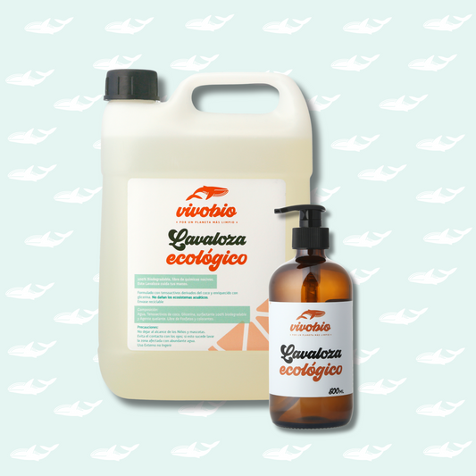 Lavaloza Bidón 3 lt + Lavaloza 500 ml en dispensador de vidrio