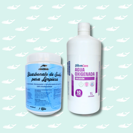 Bicarbonato de Sodio 1 Kg + Agua Oxigenada 10 vol 1 Lt