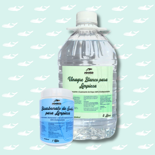 Vinagre de Limpieza al 8% de acidez 5 Lt + Bicarbonato de Sodio frasco 1 Kg