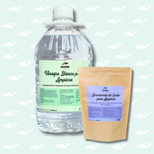 Bicarbonato de Sodio 1 Kilo + Vinagre Blanco de Limpieza 3 Lt