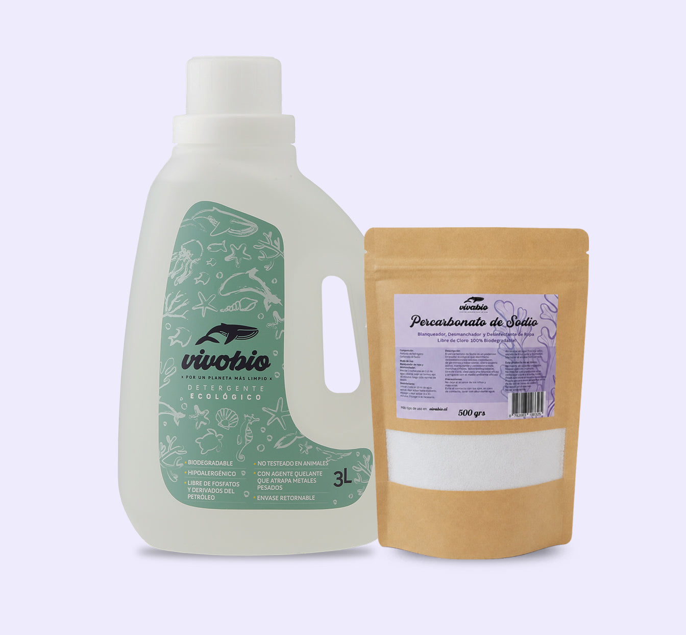 Detergente VivoBio 3 Litros + Percarbonato 1/2 Kilo